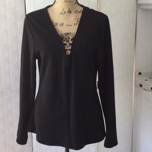 Black V-Neck Women's  Top #530